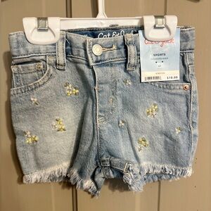 Cat and Jack Flower Jean Shorts 2T NWT.
